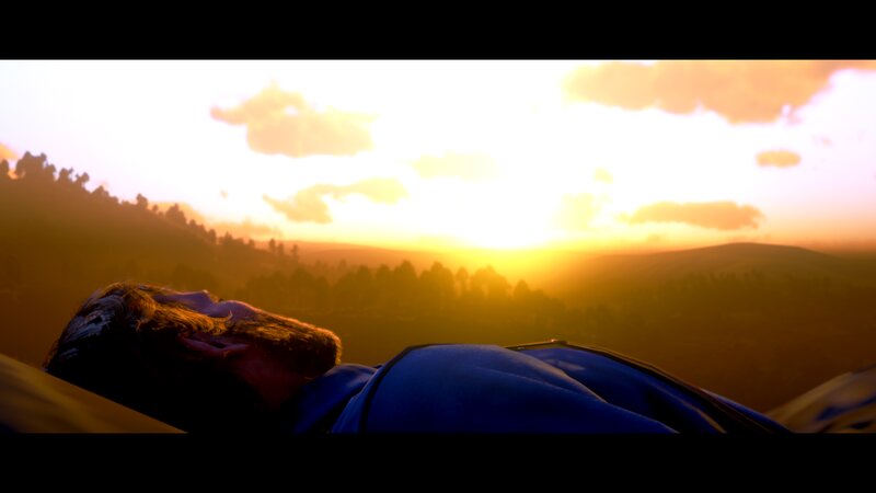 Man Lying on Ground — Orange