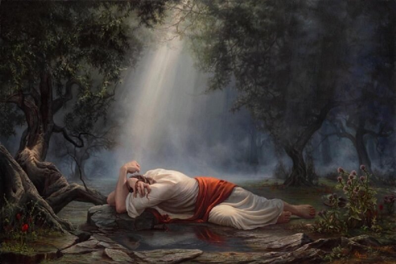 Man Lying on Ground — White
