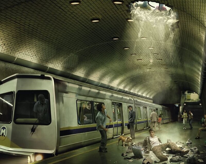 Man Lying on Platform