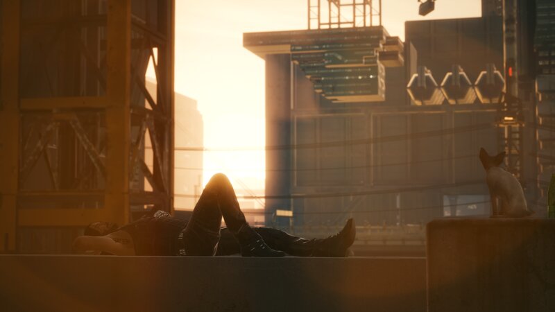 Man Lying on Rooftop