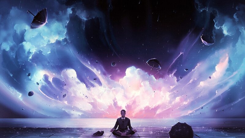Man Meditating on Dock