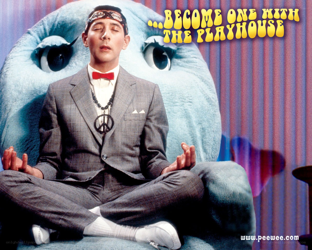 man meditating with playhouse