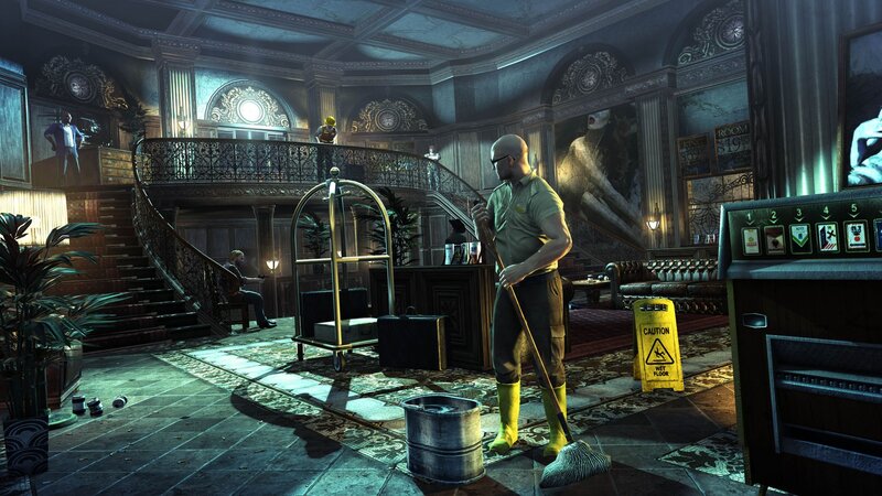 Man Mopping Floor — Green