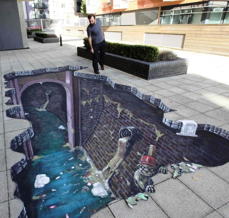 Man Near 3d Street Art