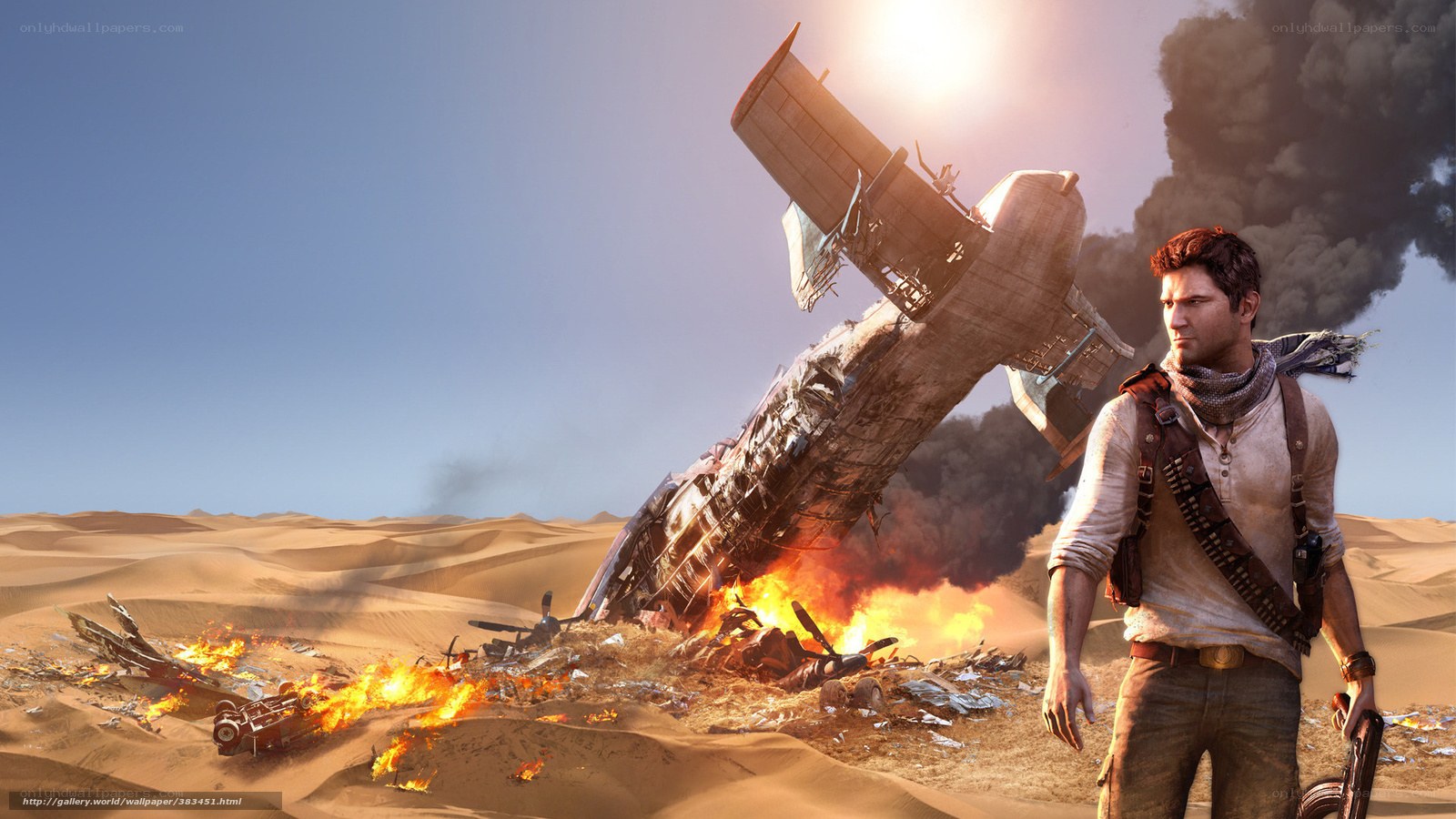 man near crashed plane in desert