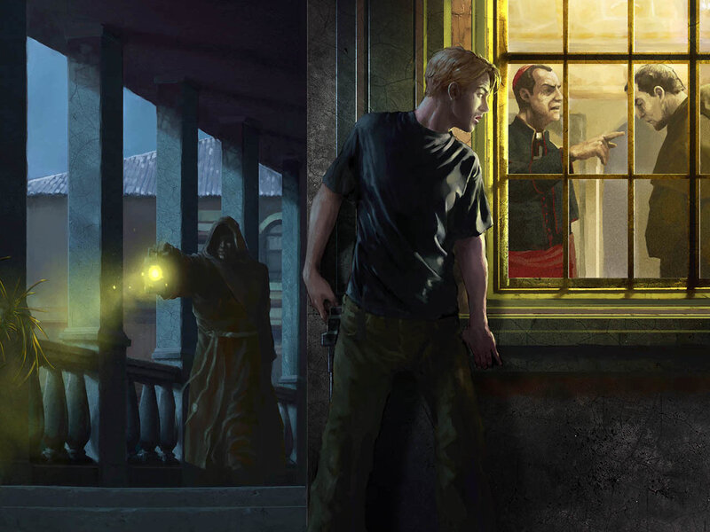 Man observing a tense scene
