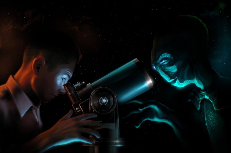 Man Observing Alien — Black