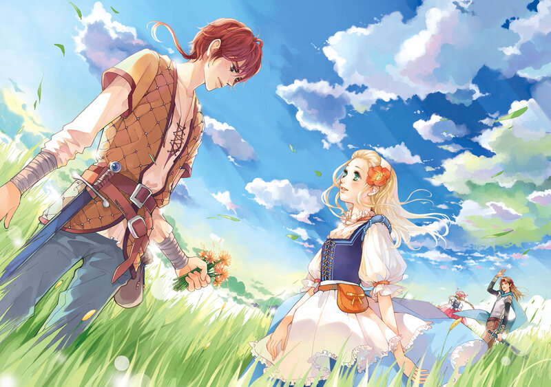 Man Offering Flowers to Woman