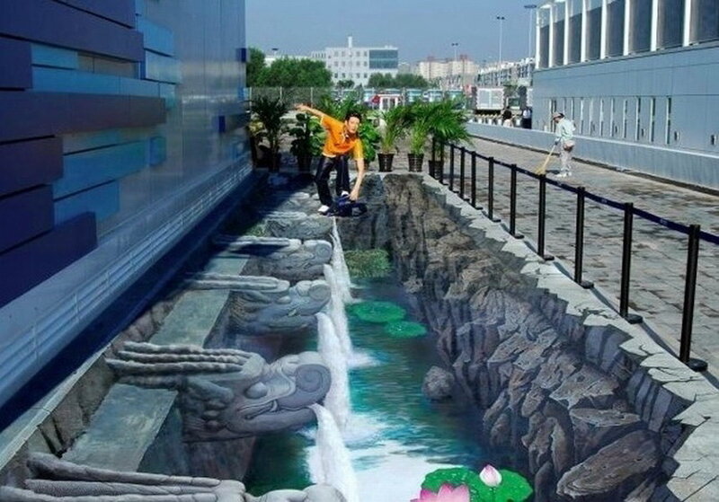 Man on 3D Street Art