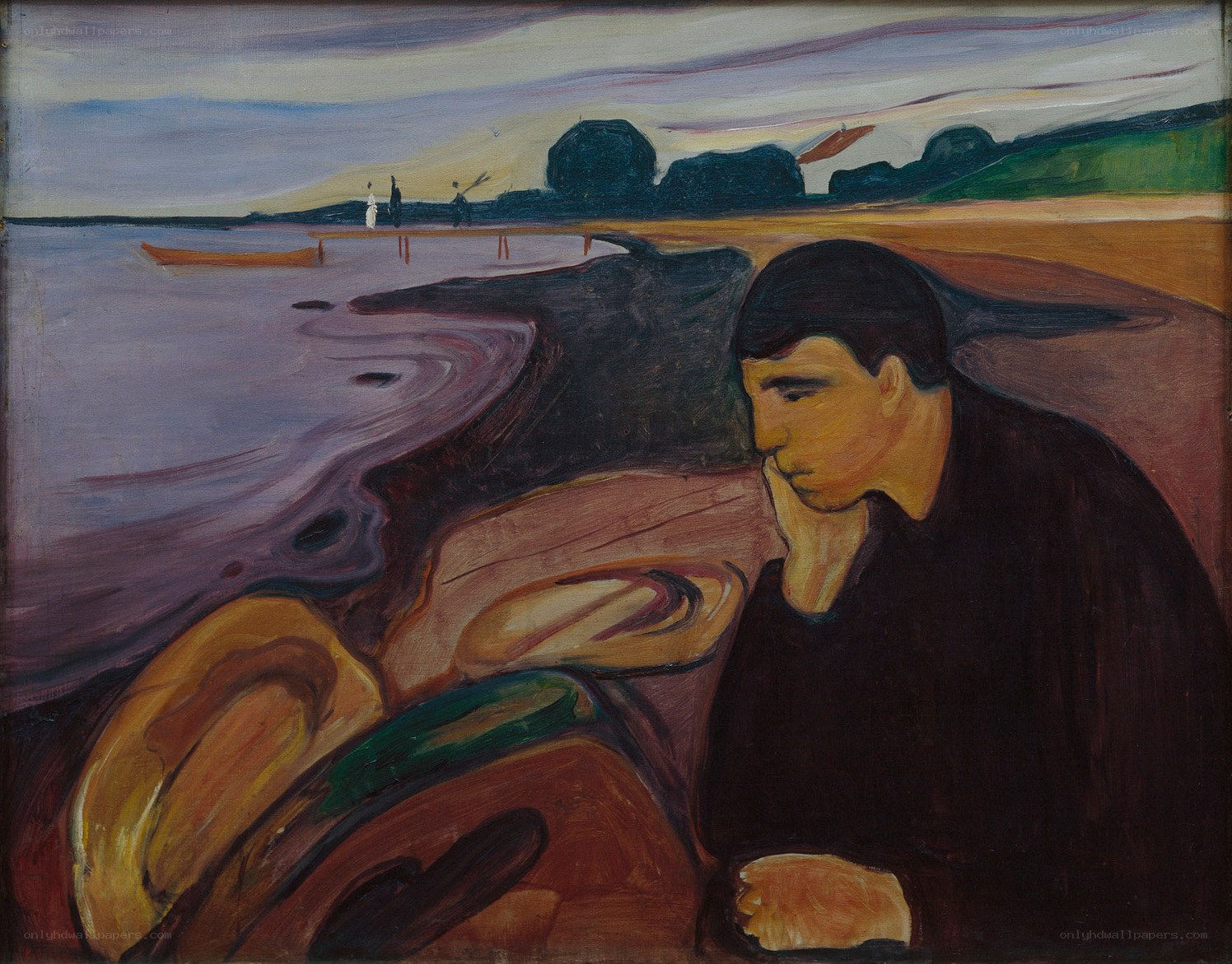 Man on a Beach at Dusk