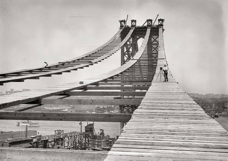 Man on a bridge under construction