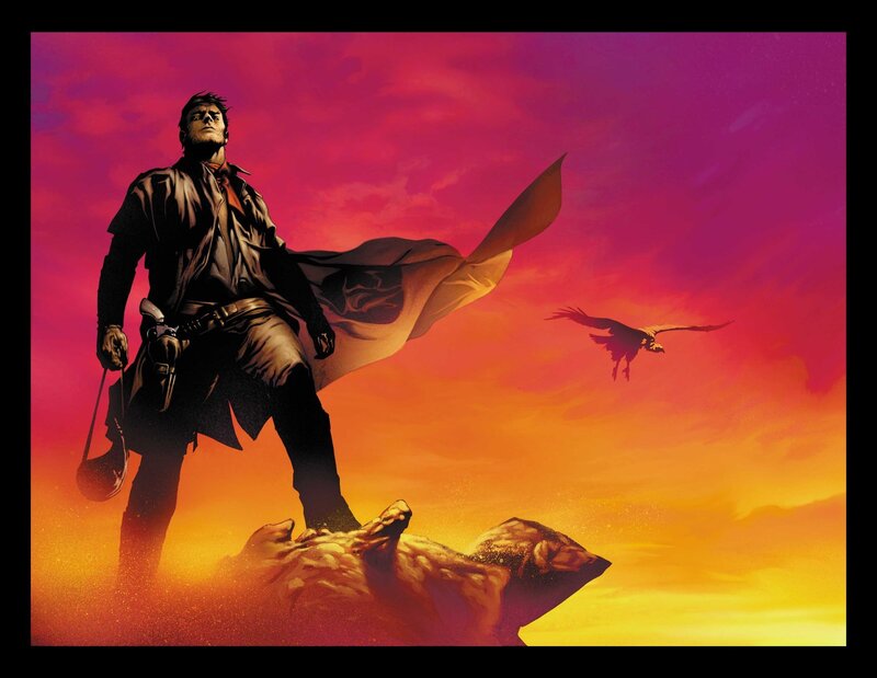 Man on a cliff at sunset