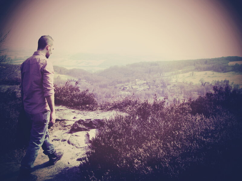 Man on a Cliff — Purple