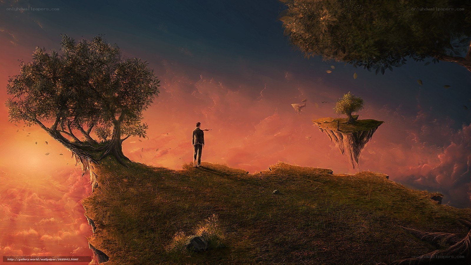 Man on a floating island