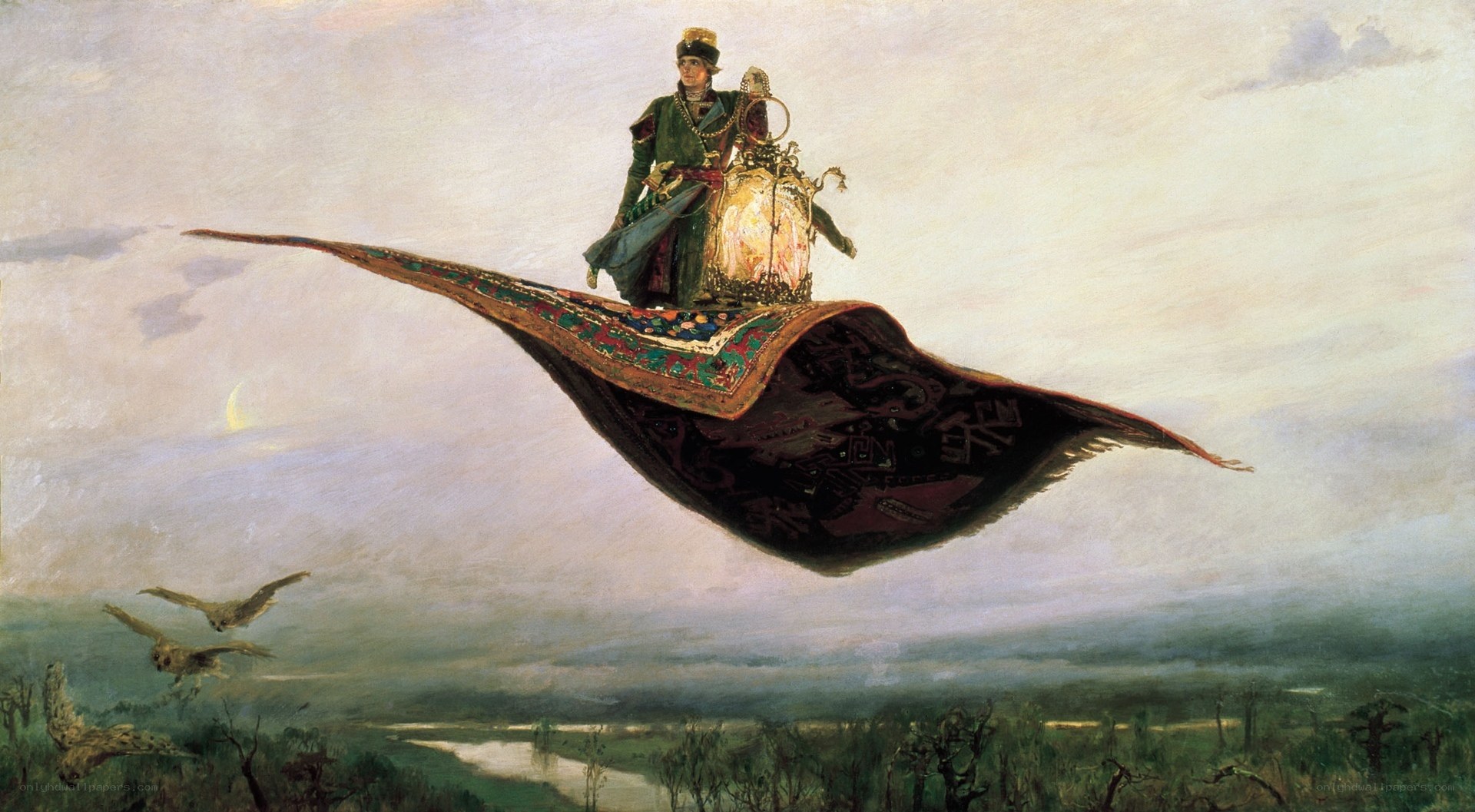 Man on a flying carpet