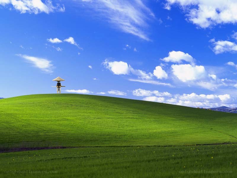 Man on a green hill