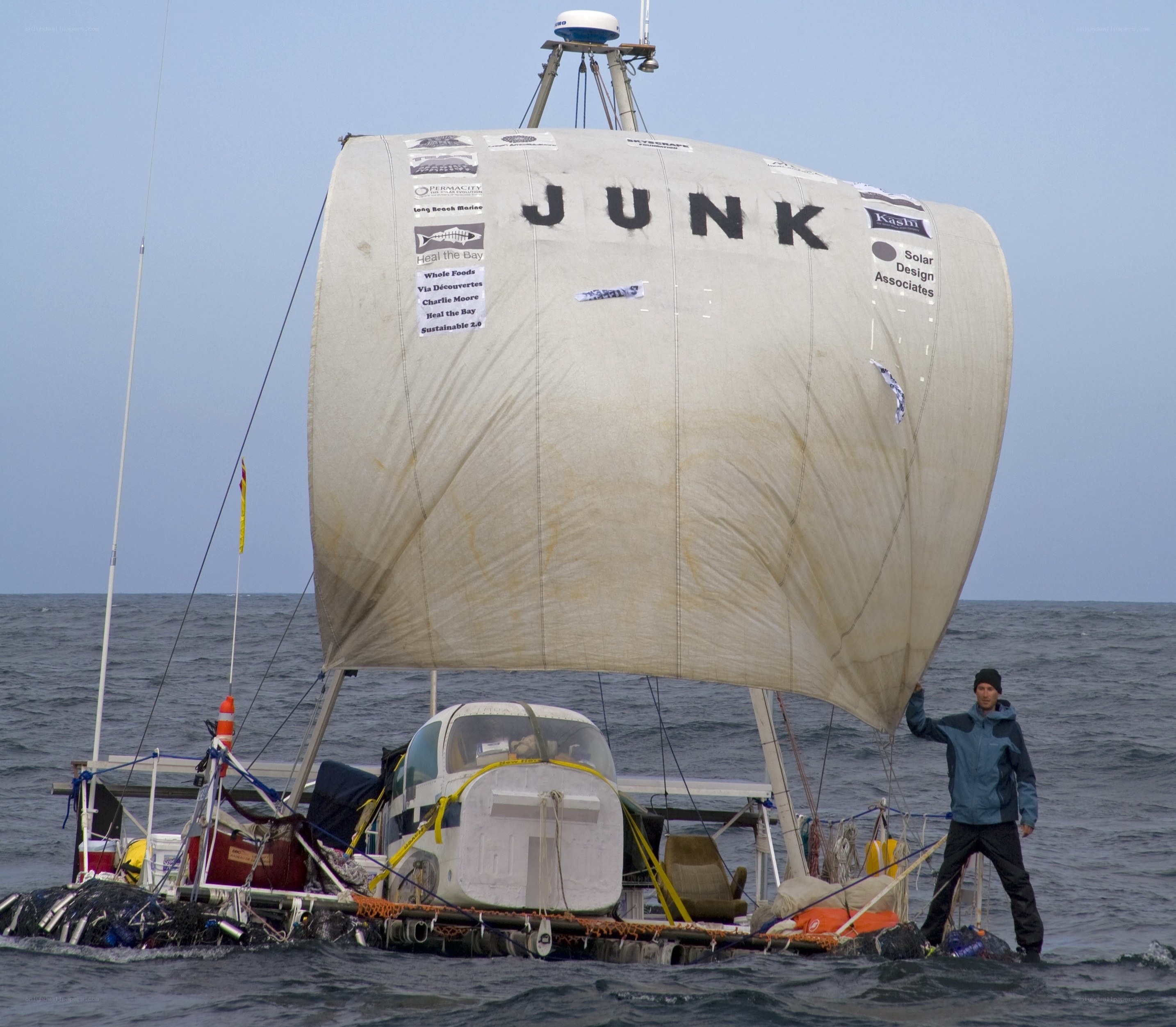 man on a junk boat