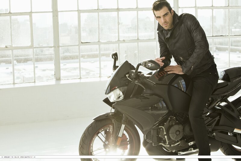 Man on a motorcycle in studio