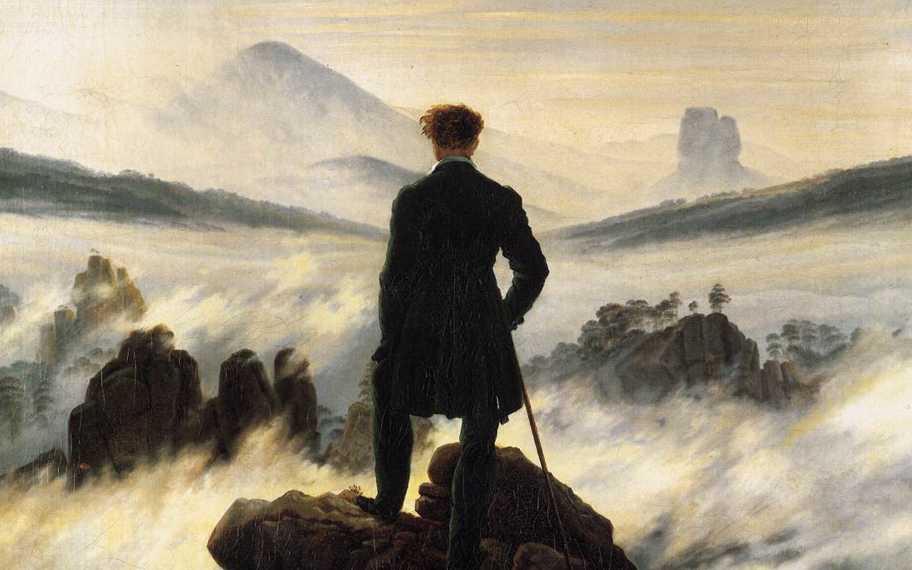 Man on a mountain peak