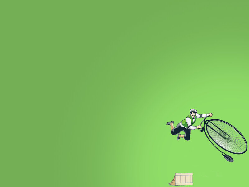 Man on a penny-farthing bicycle