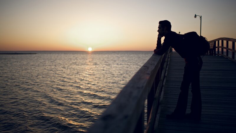 Man on a Pier — Orange