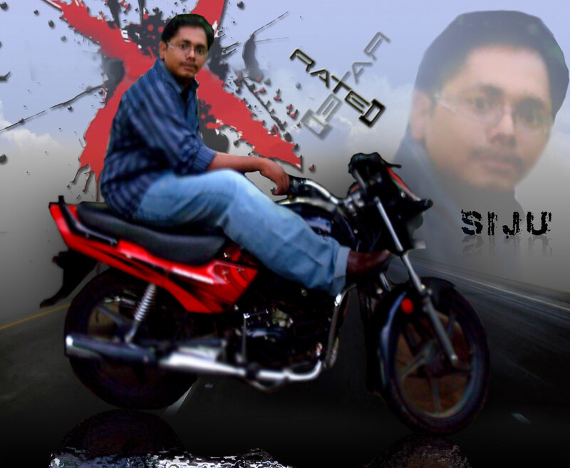 Man on a red motorcycle