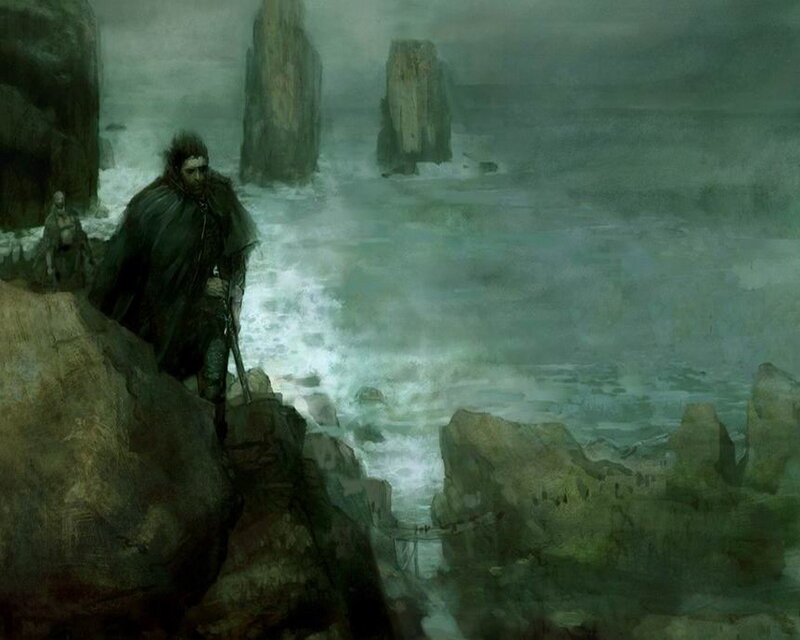 Man on a rocky shore