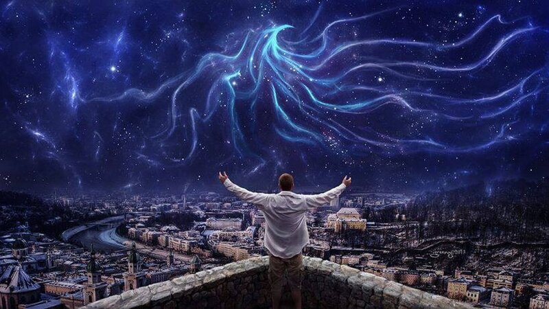 Man on a Rooftop — Blue