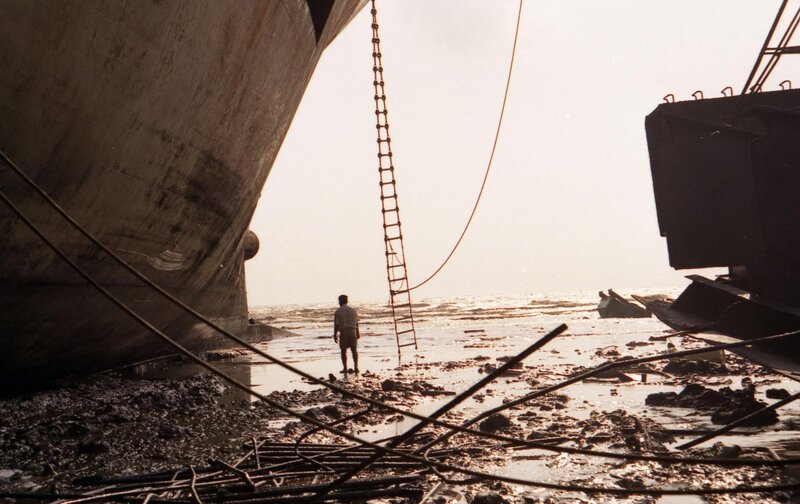 Man on a shipwrecked shore