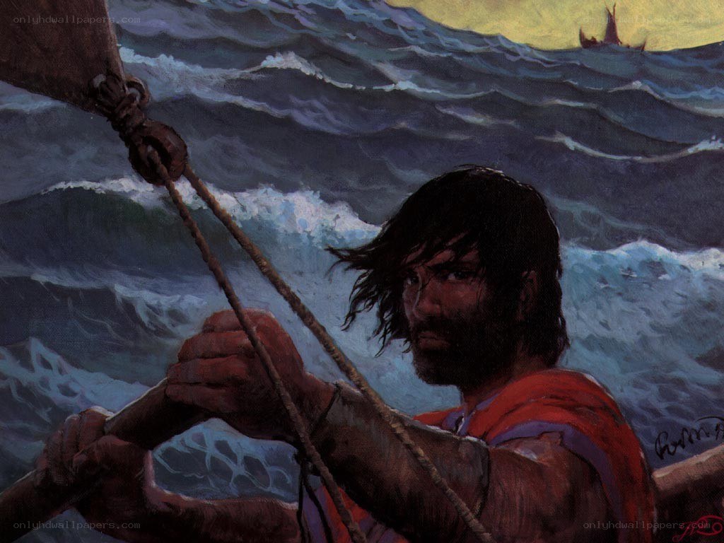 Man on a stormy sea