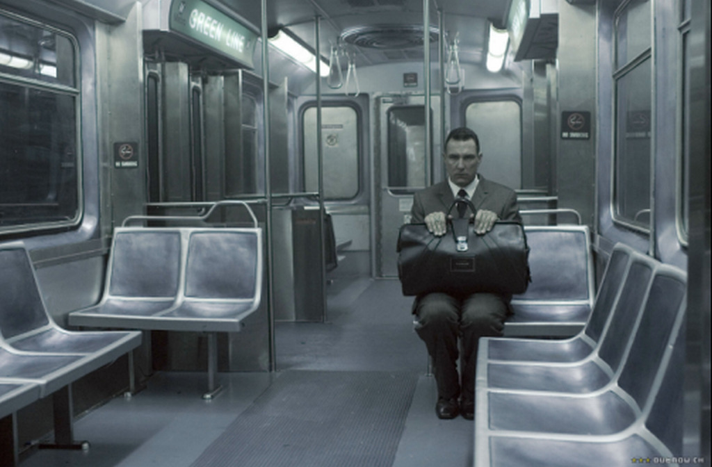 Man on a subway train