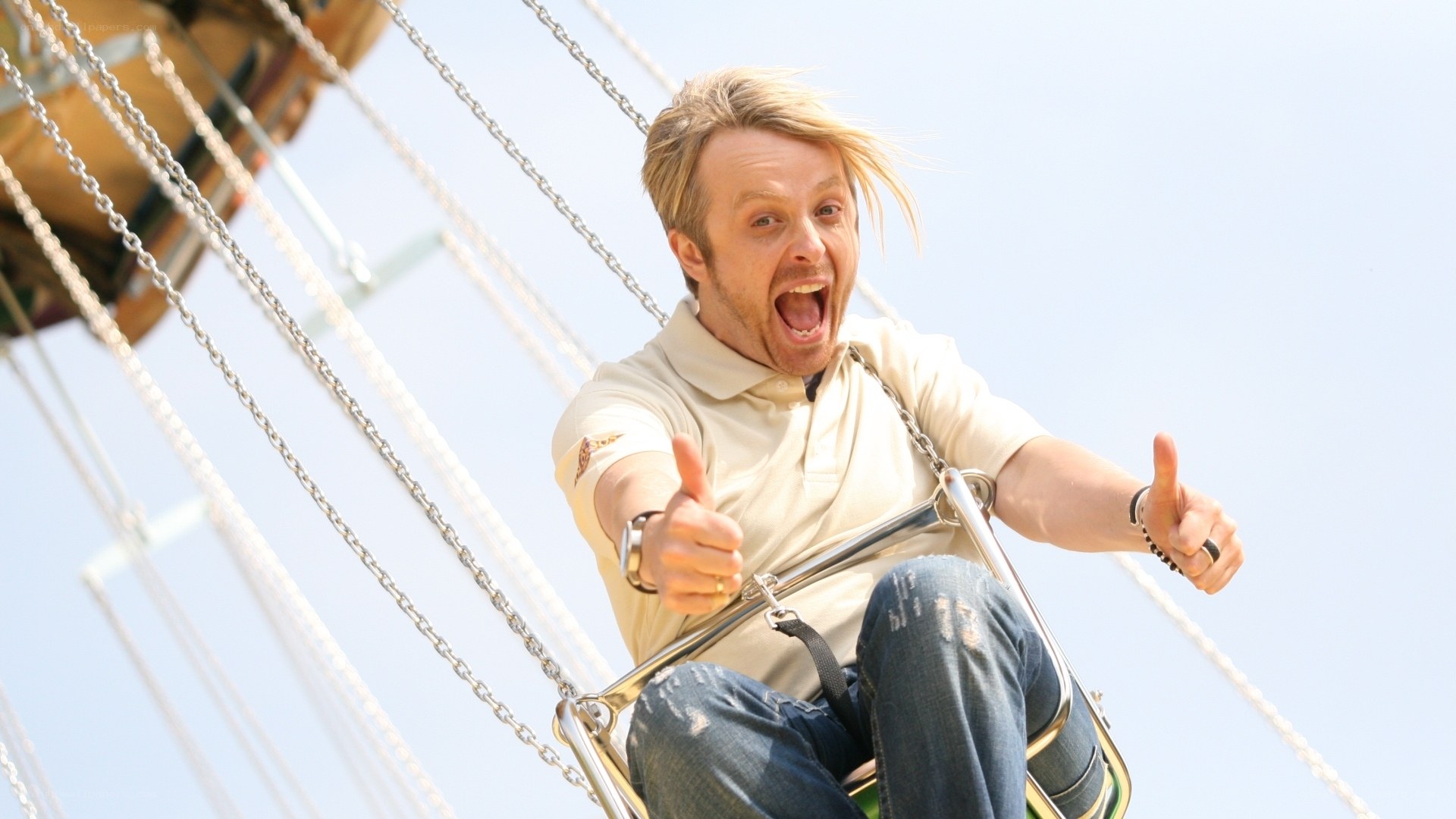 Man on a swing ride