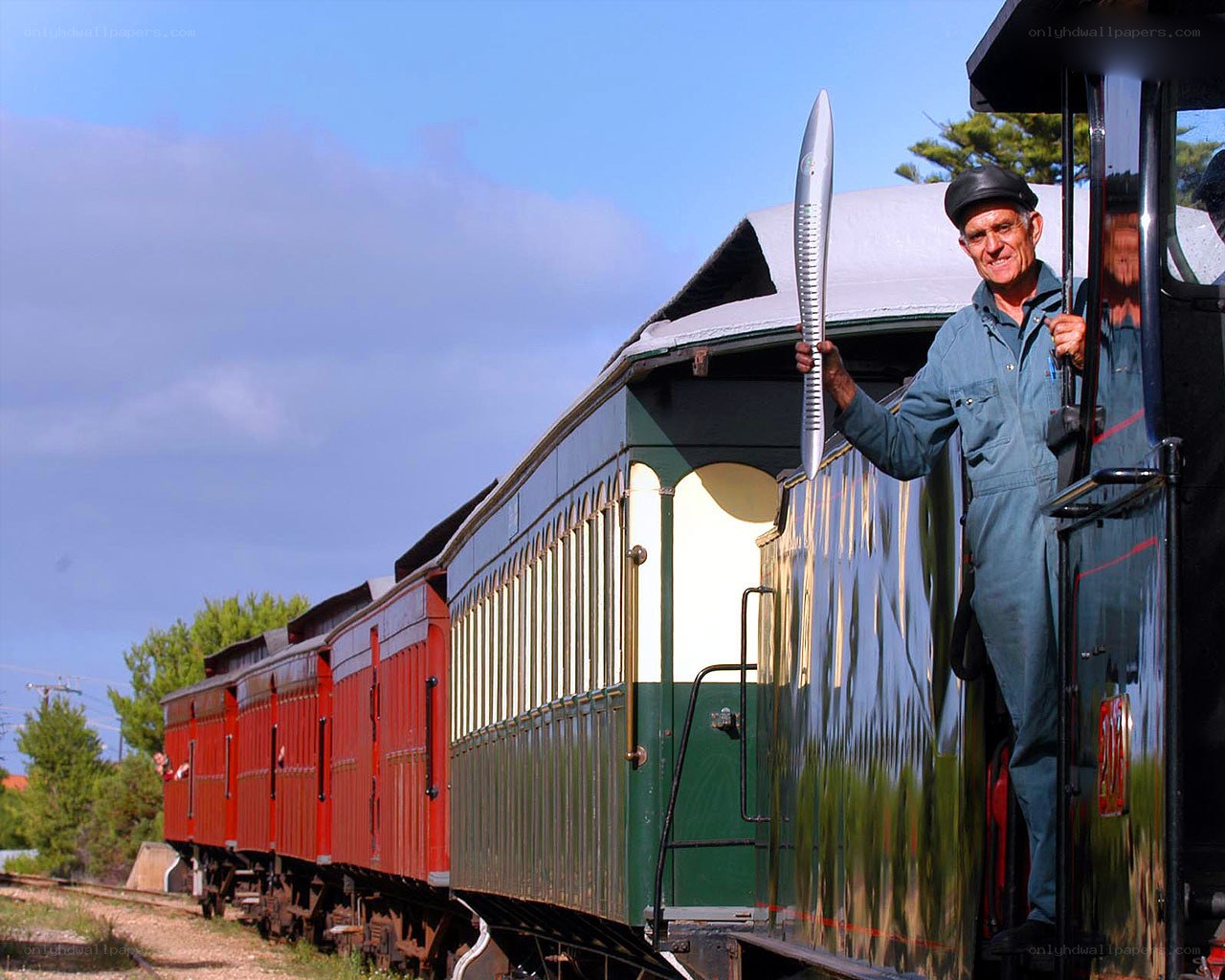 Man on a vintage train