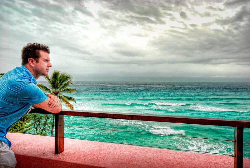 Man on Balcony — Blue