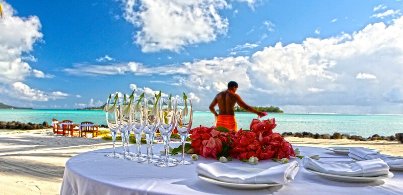 Man on Beach with Table
