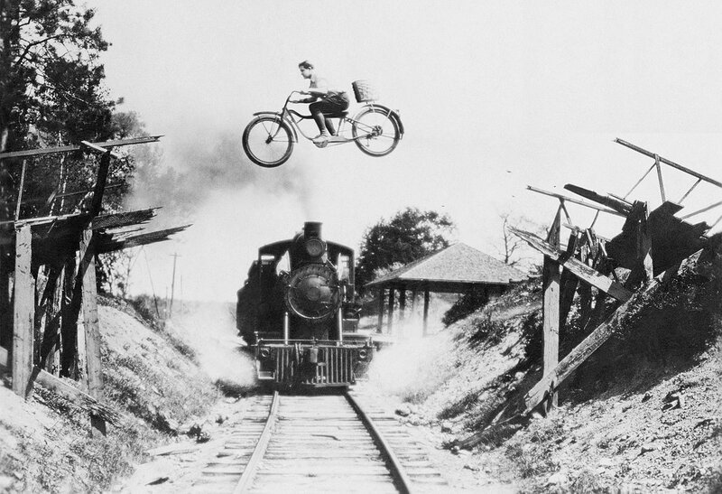Man on Bicycle Mid-air