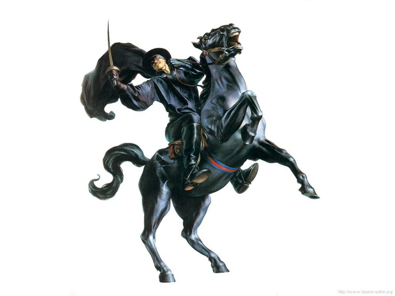 Man on Black Horse — Dramatic, Illustration