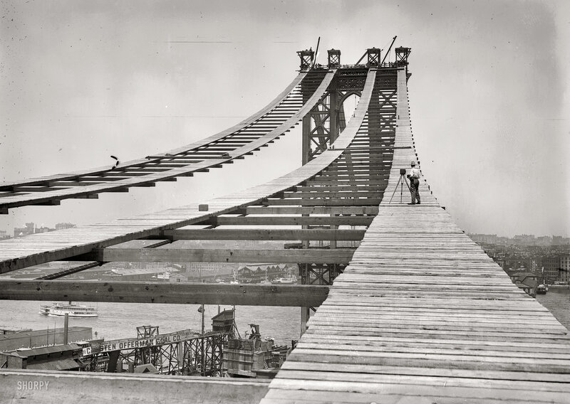 Man on bridge under construction