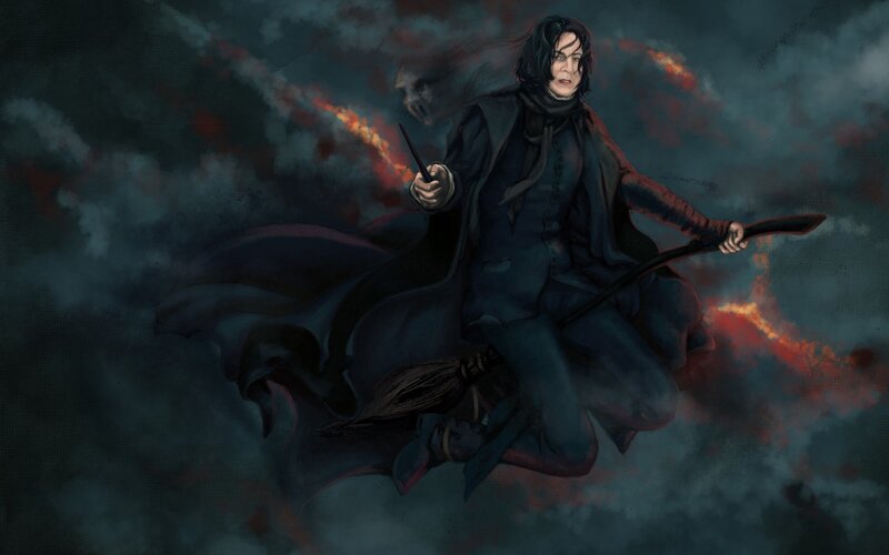 Man on Broomstick — Black