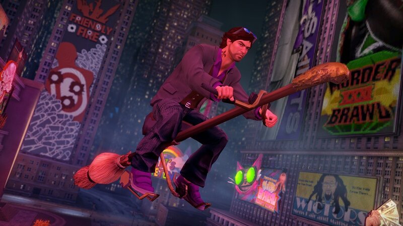 Man on Broomstick — Purple