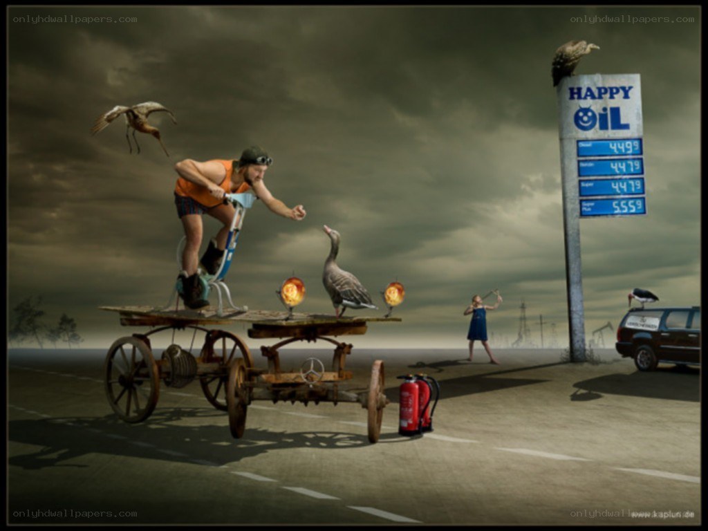 man on cart at gas station