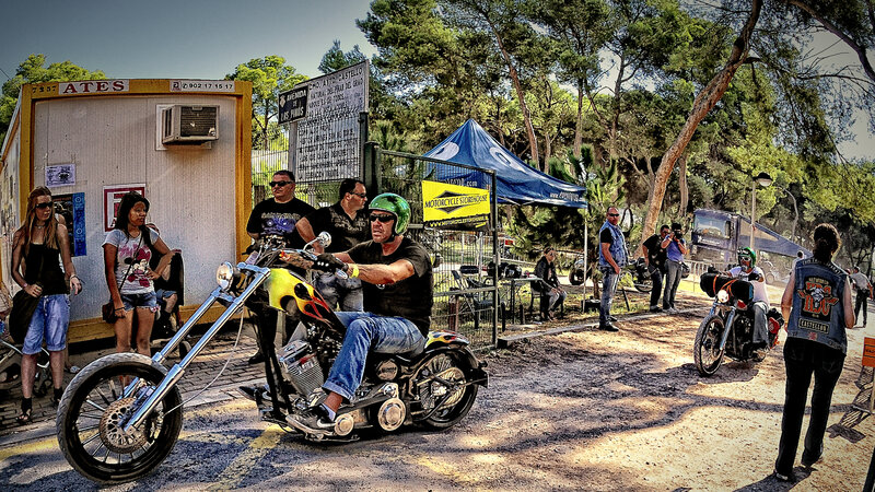 Man on Chopper Motorcycle — Green