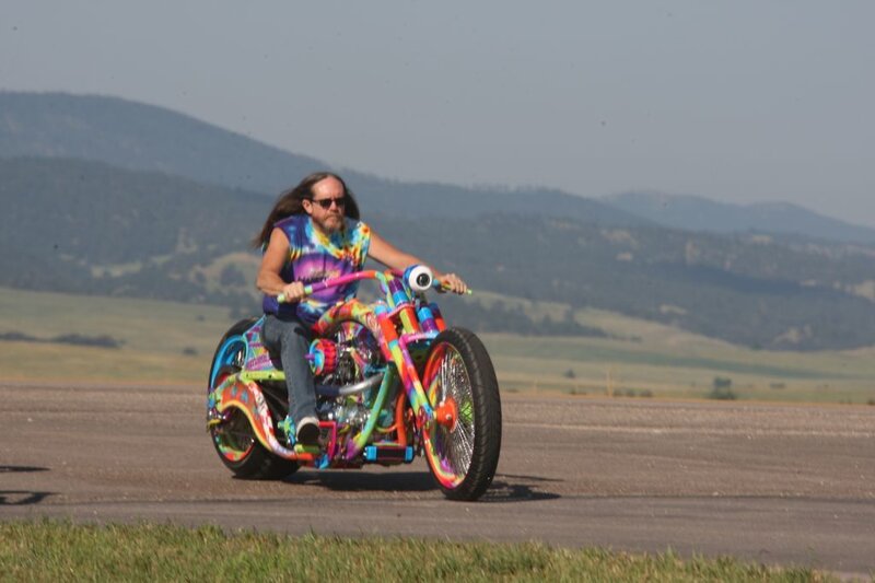 Man on Custom Motorcycle