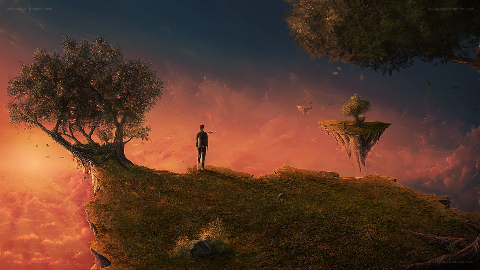 man on floating island