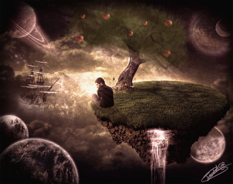 Man on Floating Island — Green