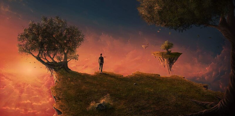 Man on Floating Island — Orange