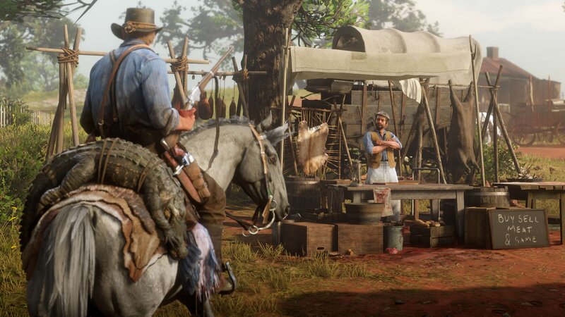 Man on Horse at Market