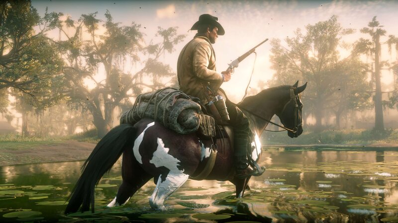 Man on Horse in Swamp