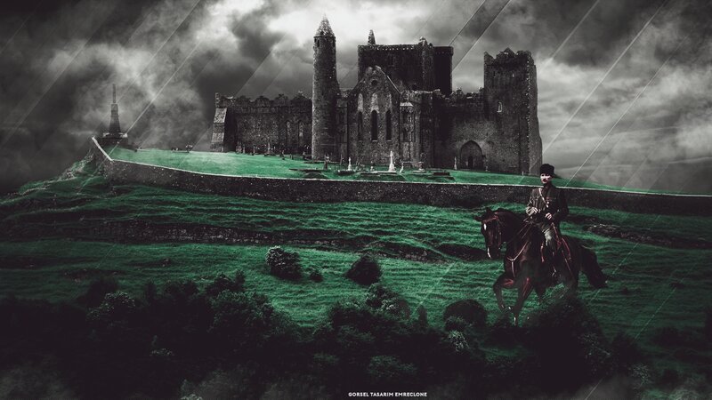 Man on Horse Near Castle