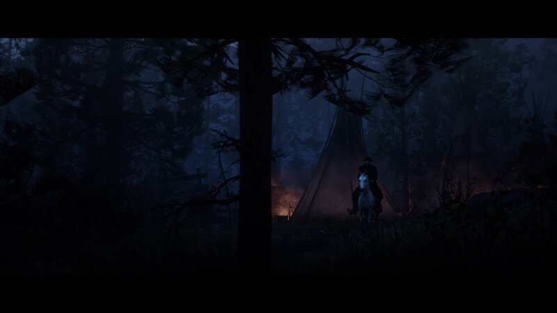 Man on Horse Near Tents
